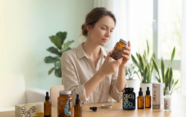 Женщина выбирает CBD масло